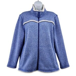 T by Talbots Fleece Jacket Womens XLp Petite Blue Full Zip Lined Comfortcore